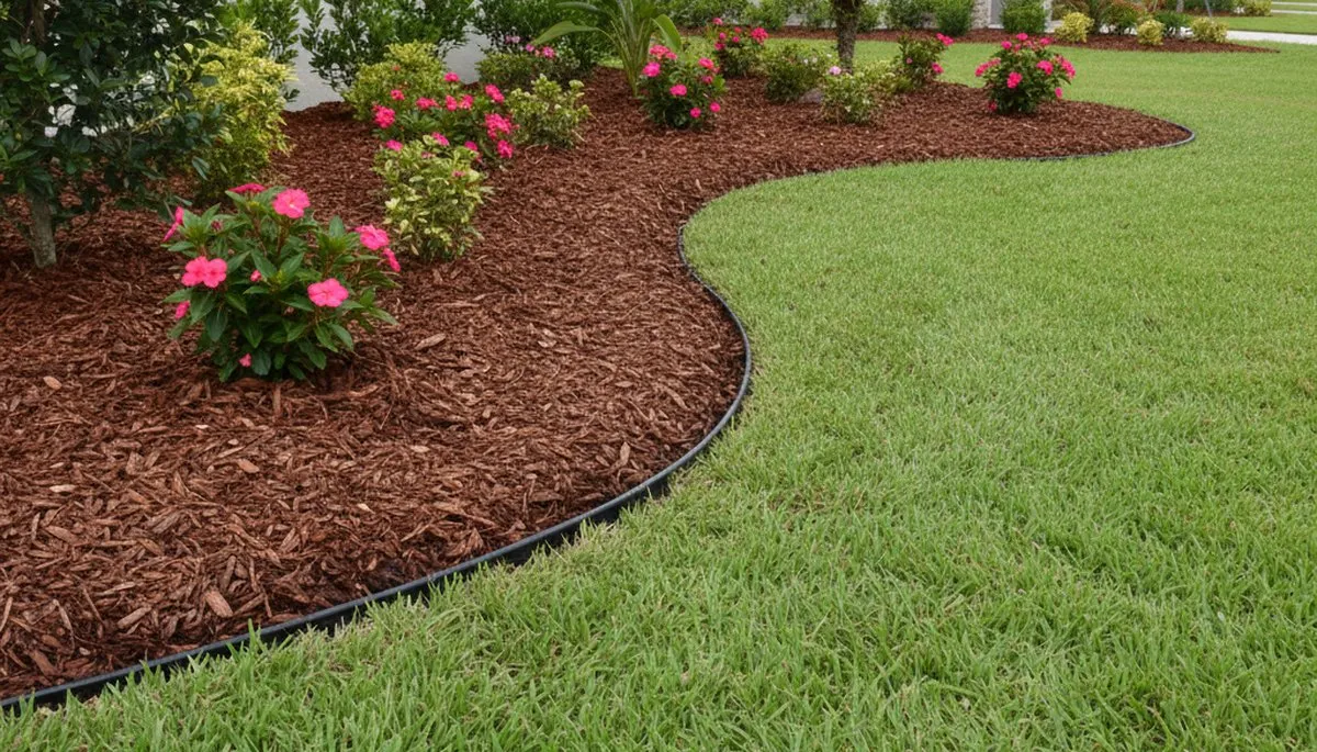 Before and after mulch bed transformation by Chop Chop Landscaping in Cape Coral, FL