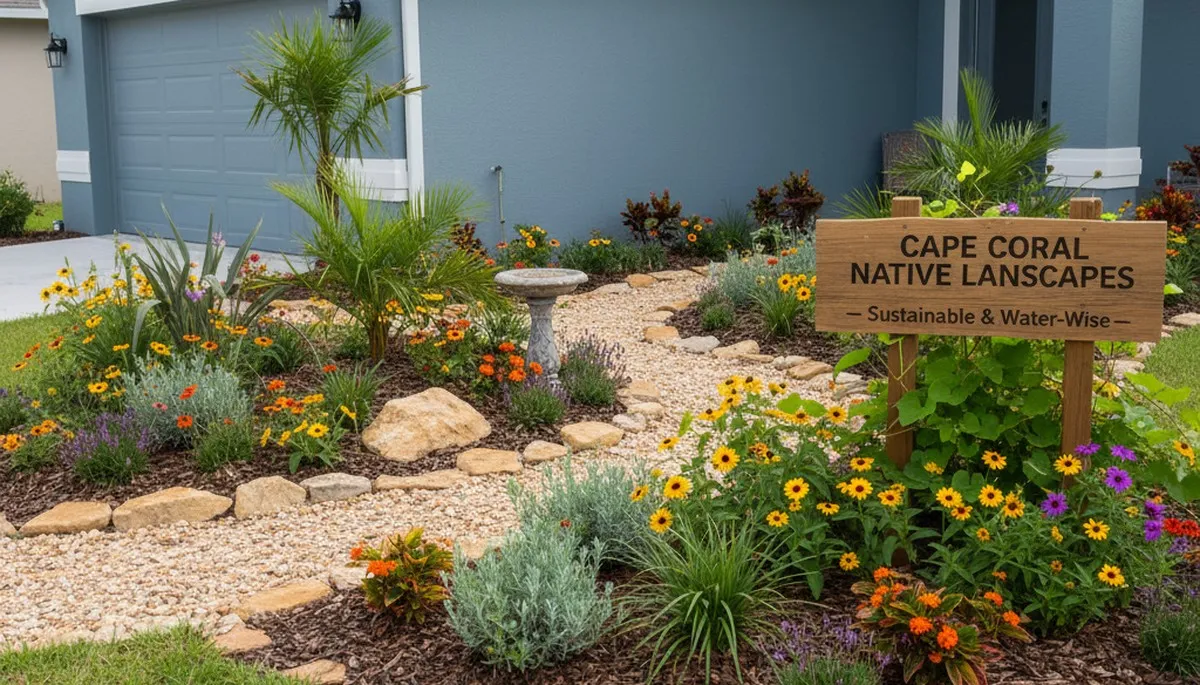 Sustainable native plant landscaping with drought-tolerant garden design in Cape Coral, FL